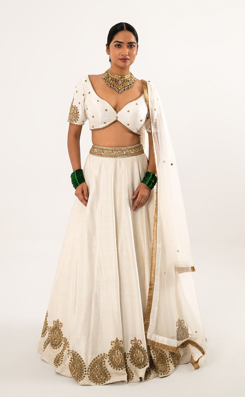 Zardozi Embroidered Lehenga Set with Choli & Net Dupatta