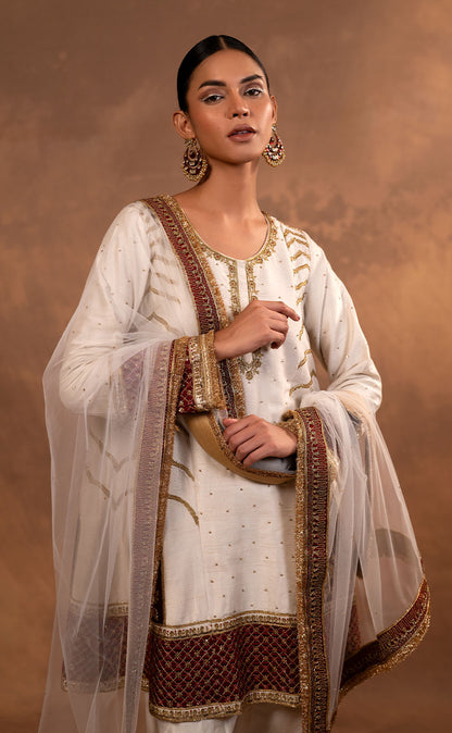 Kurta Set with Pakistani Salwar and Hand Embroidery Dupatta