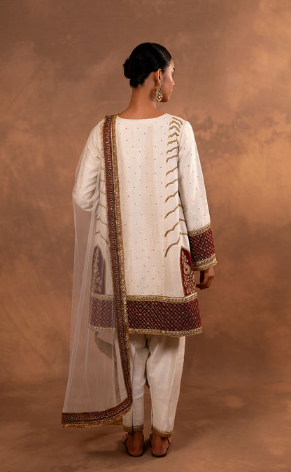 Kurta Set with Pakistani Salwar and Hand Embroidery Dupatta