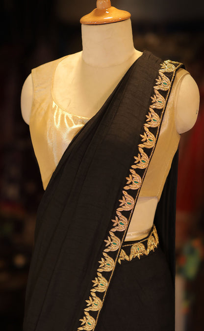 Silk Drape Saree with Zardozi Hand Embroidered Blouse