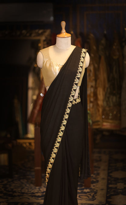 Silk Drape Saree with Zardozi Hand Embroidered Blouse