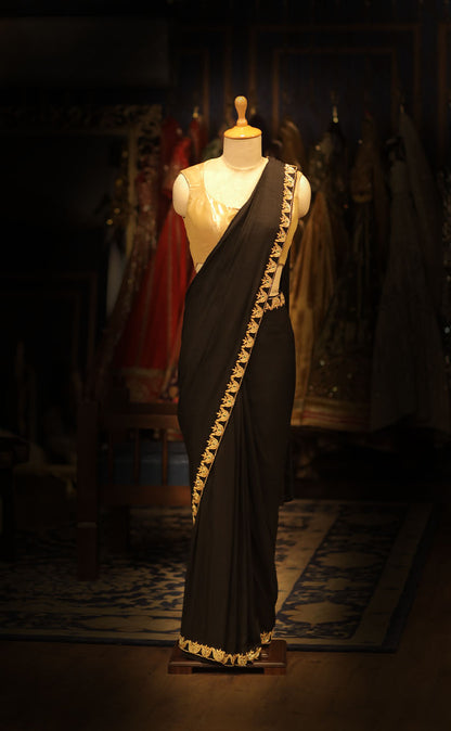 Silk Drape Saree with Zardozi Hand Embroidered Blouse