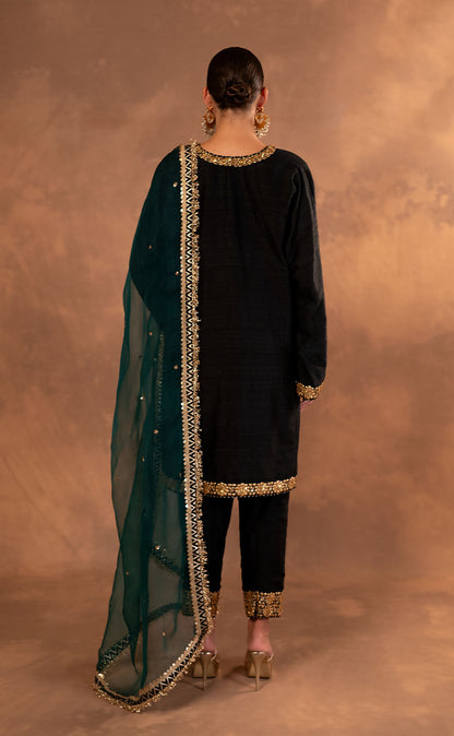 Zardozi Embroidered Kurta with Pakistani Salwar and Dupatta