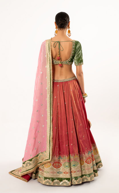 Gotta Work Lehenga Choli Set with Dupatta and Matching Potli