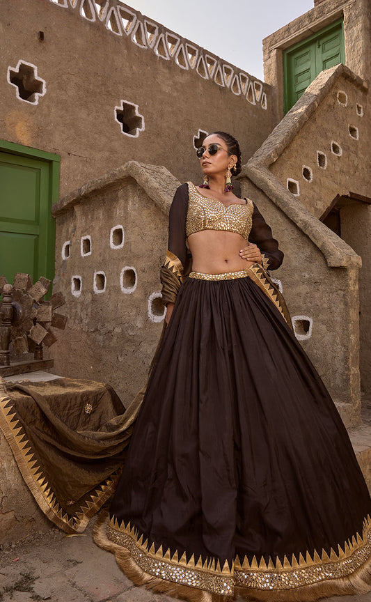 Zardozi Embroidered Silk Choli & Lehenga Set with Dupatta