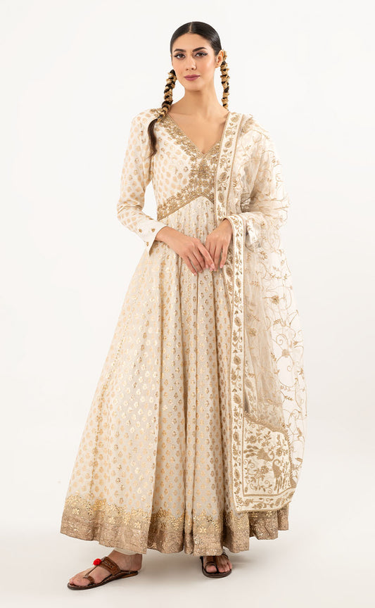 Jaal Work Anarkali & Lycra Churidar with Net Dupatta