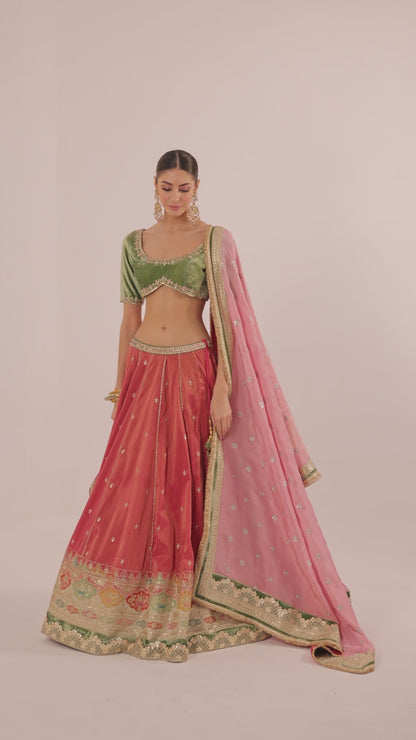 Gotta Work Lehenga Choli Set with Dupatta and Matching Potli