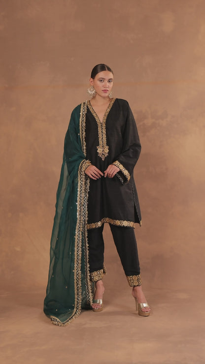 Zardozi Embroidered Kurta with Pakistani Salwar and Dupatta